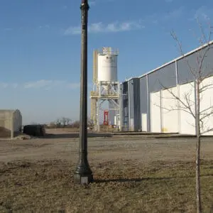 K137 Yarmouth - California - Atchison, Kansas A K137 Yarmouth fixture atop a California pole. Project is at StressCrete Group's facility in Atchison, Kansas.