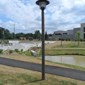 K428 Phoenix - Hexagonal Tapered K428 Phoenix fixture atop a Hexagonal Tapered pole.