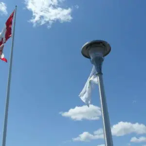 A K429 Orion fixture atop a Round Tapered pole.