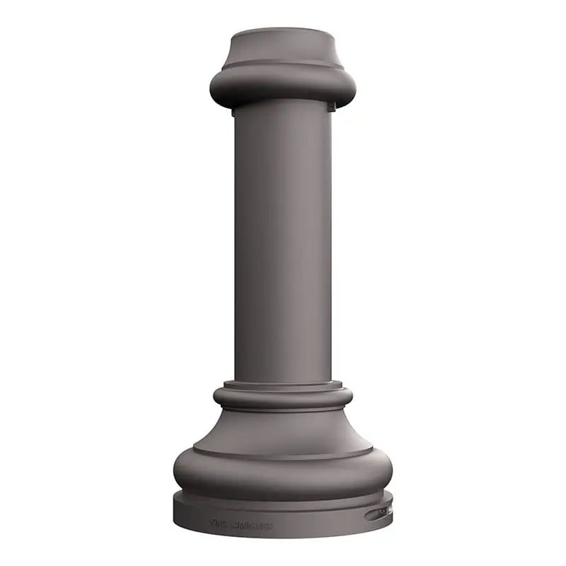 The KSB70 Canterbury Sr. is a decorative split base made from aluminum and compatible with either round or fluted designs.