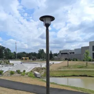 A K428 Phoenix fixture atop a Hexagonal Tapered pole.