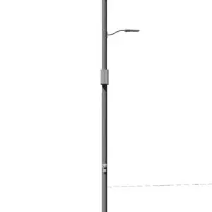 A cobra head fixture atop a round non-tapered aluminum pole.