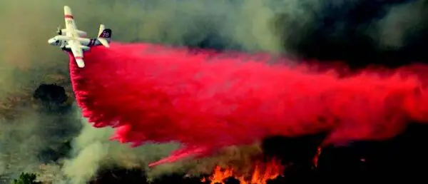 Santa Barbara's fire department utilizing aircrafts to fight the wildfire below.