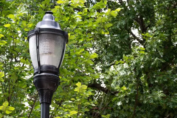 A K124 Paragon fixture atop a metal pole. This project is in Chattanooga, Tennessee.