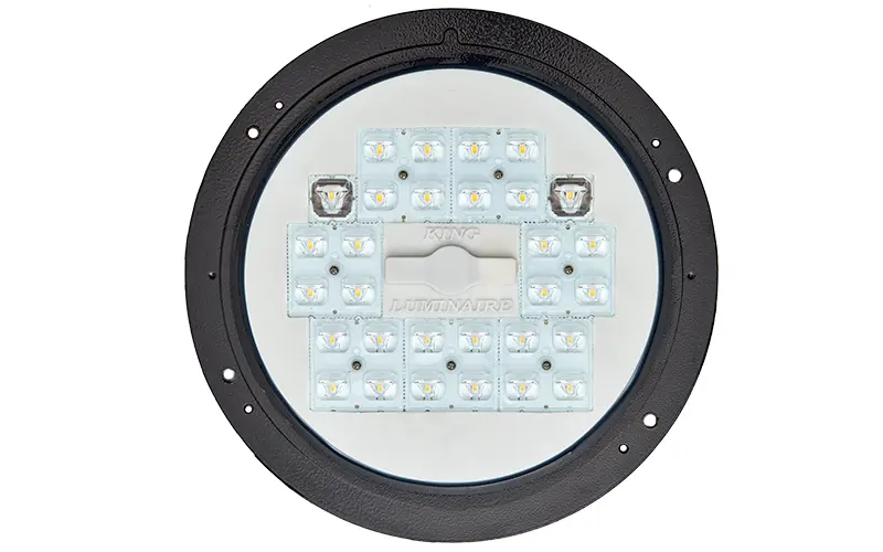 King Luminaire's P4 Small White Board. This engine is compatible with select fixtures.