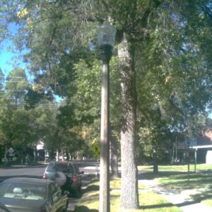 K109 Cambridge fixture atop a Belmont pole.