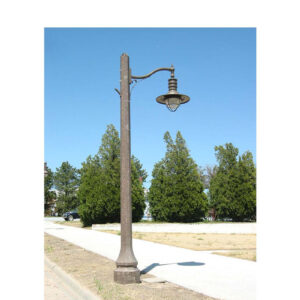 A K206 Marina fixture accompanied by a mini scroll style arm on a Belmont pole.