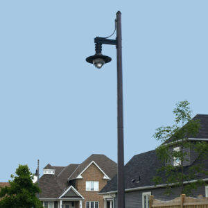 A K206 Marina fixture accompanied by a Marina style arm on a Hexagonal Tapered pole.