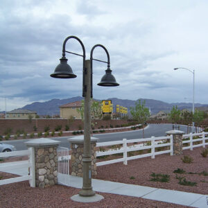 K209 Satellite fixtures accompanied by Bishop Crook style arms on a Canterbury pole.