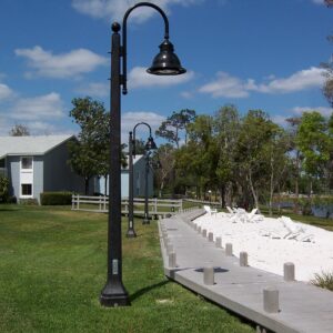 K209 Satellite fixture accompanied by a Bishop Crook style arm on a St. Louis pole.