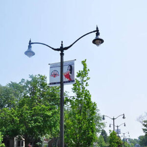 K210 Midland Marina fixtures accompanied by banner arms and Atlantic style arms on a Talisman pole.