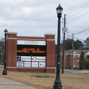 K445 Sol-Lux fixtures atop Talisman style poles. Project is located on the outskirts of Campbell University.