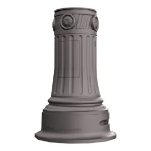 The KSB19 Cleveland Jr. is a decorative split base made from aluminum and compatible with either round or fluted shafts.