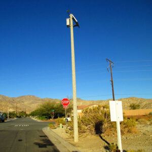 A solar panel atop an Octagonal Tapered pole.