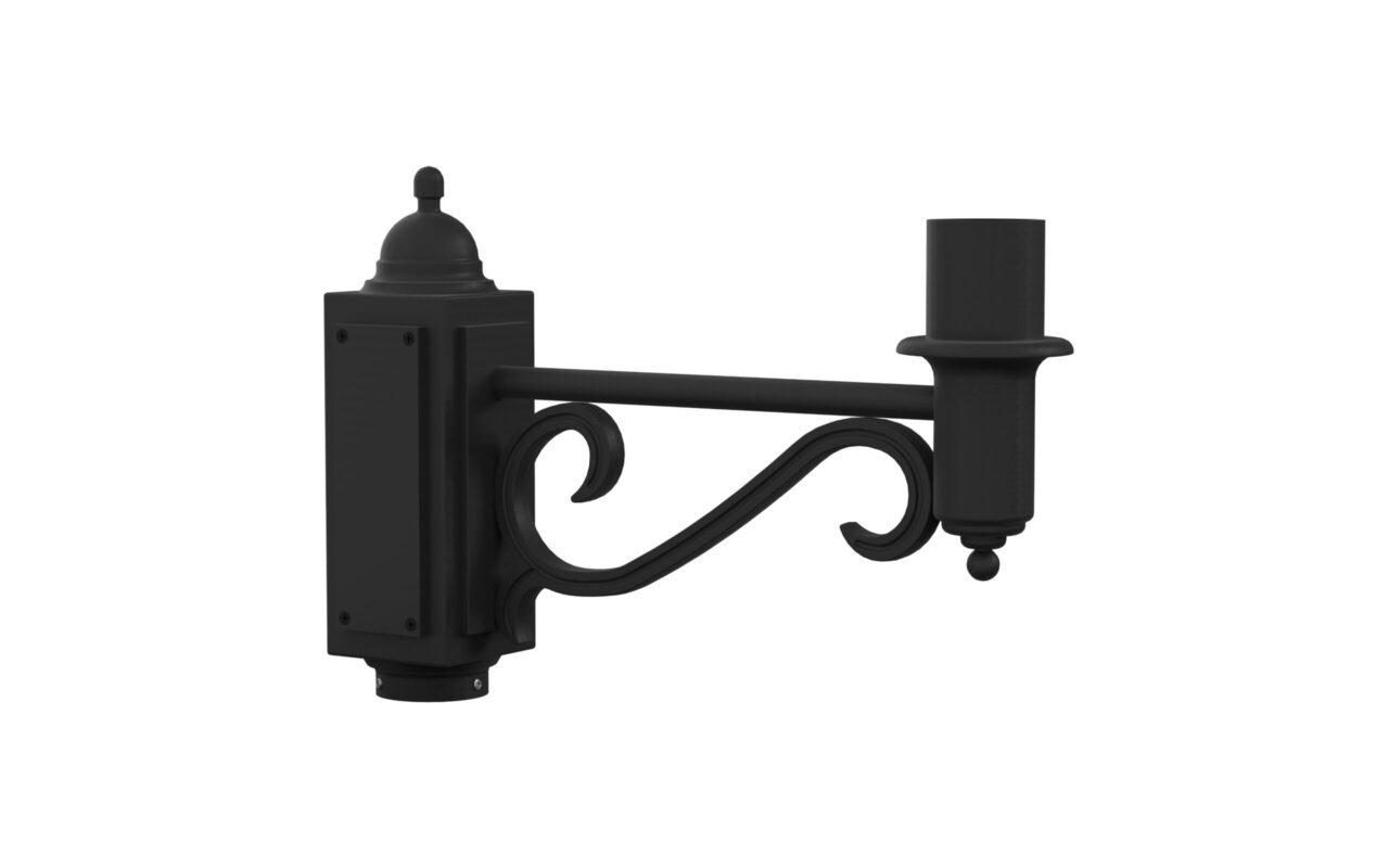 King Luminaire's KA43 Westpoint is a decorative arm that features a unique design with curved scroll details. Available in a variety of lengths and single or double side arm configurations, the KA43 provides a historical touch for any street lighting project.