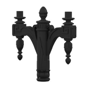 King Luminaire's KA63 Coshocton is a decorative arm available in single or double arm quantities and multiple powder coat solutions.