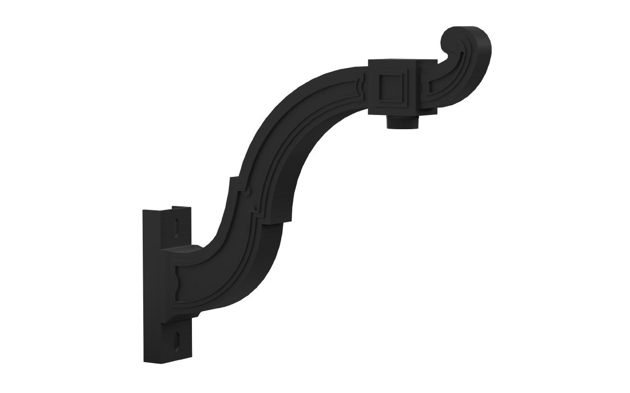 King Luminaire's KA75 Santiago is a decorative arm available in single, double, triple, or quadruple arm quantities and multiple powder coat solutions.