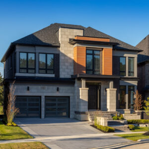 A K601D Coach Lantern (Side Mount) fixture accompanied by a KA170 Coach Lantern arm all on top of an Octagonal tapered pole. This project is located in a neighborhood in Vaughan, Ontario.